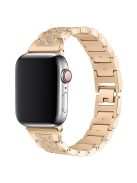 For Apple Watch 10 46mm / Ultra 2 / Ultra 49mm / 9 8 7 45mm / SE (2023) SE (2022) SE 6 5 4 44mm / 3 2 1 42mm S Pattern Metal Strap - Rose Gold