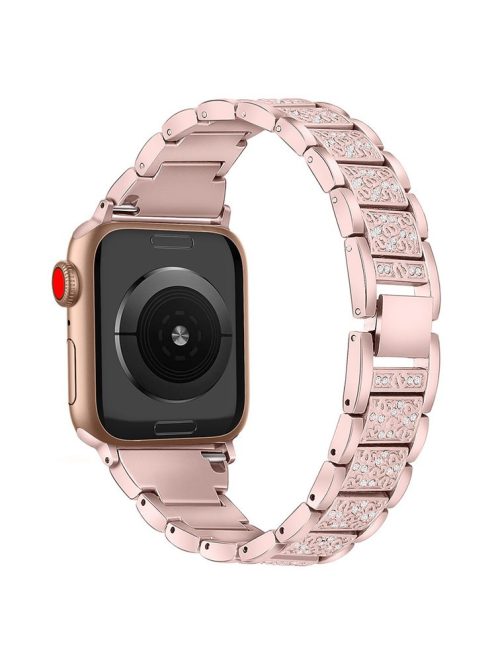 For Apple Watch 10 46mm / Ultra 2 / Ultra 49mm / 9 8 7 45mm / SE (2023) SE (2022) SE 6 5 4 44mm / 3 2 1 42mm S Pattern Metal Strap - Rose Pink