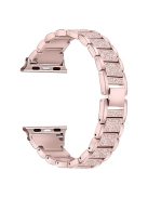 For Apple Watch 10 46mm / Ultra 2 / Ultra 49mm / 9 8 7 45mm / SE (2023) SE (2022) SE 6 5 4 44mm / 3 2 1 42mm S Pattern Metal Strap - Rose Pink