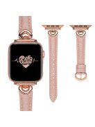 For Apple Watch 10 46mm / Ultra 2 / Ultra 49mm / 9 8 7 45mm / SE (2023) SE (2022) SE 6 5 4 44mm / 3 2 1 42mm Sheepskin Adjustable Watch Strap - Pink