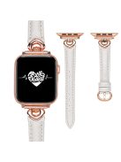 For Apple Watch 10 46mm / Ultra 2 / Ultra 49mm / 9 8 7 45mm / SE (2023) SE (2022) SE 6 5 4 44mm / 3 2 1 42mm Sheepskin Adjustable Watch Strap - White