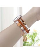 For Apple Watch 10 46mm / Ultra 2 / Ultra 49mm / 9 8 7 45mm / SE (2023) SE (2022) SE 6 5 4 44mm / 3 2 1 42mm Shell Beads Bands Three Rows - Brown