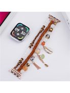 For Apple Watch 10 46mm / Ultra 2 / Ultra 49mm / 9 8 7 45mm / SE (2023) SE (2022) SE 6 5 4 44mm / 3 2 1 42mm Shell Beads Bands Three Rows - Brown