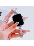 For Apple Watch 10 46mm / Ultra 2 / Ultra 49mm / 9 8 7 45mm / SE (2023) SE (2022) SE 6 5 4 44mm / 3 2 1 42mm Shell Metal Watch Band - Silver+Pink