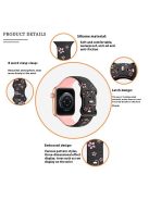 For Apple Watch 10 46mm / Ultra 2 / Ultra 49mm / 9 8 7 45mm / SE (2023) SE (2022) SE 6 5 4 44mm / 3 2 1 42mm Silicone Floral Band - Black  /  Pink