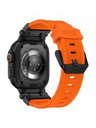 For Apple Watch 10 46mm / Ultra 2 / Ultra 49mm / 9 8 7 45mm / SE (2023) SE (2022) SE 6 5 4 44mm / 3 2 1 42mm Silicone Strap - Black+Orange