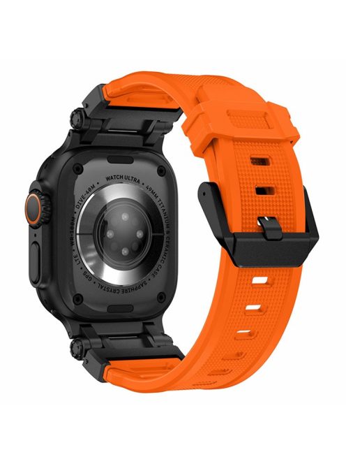 For Apple Watch 10 46mm / Ultra 2 / Ultra 49mm / 9 8 7 45mm / SE (2023) SE (2022) SE 6 5 4 44mm / 3 2 1 42mm Silicone Strap - Black+Orange