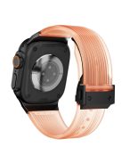 For Apple Watch 10 46mm / Ultra 2 / Ultra 49mm / 9 8 7 45mm / SE (2023) SE (2022) SE 6 5 4 44mm / 3 2 1 42mm Silicone Strap - Black+Transparent Orange