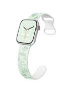 For Apple Watch 10 46mm / Ultra 2 / Ultra 49mm / 9 8 7 45mm / SE (2023) SE (2022) SE 6 5 4 44mm / 3 2 1 42mm Silicone Strap - Light Mint Green+White