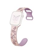 For Apple Watch 10 46mm / Ultra 2 / Ultra 49mm / 9 8 7 45mm / SE (2023) SE (2022) SE 6 5 4 44mm / 3 2 1 42mm Silicone Strap - Pink+Light Purple