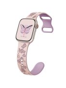 For Apple Watch 10 46mm / Ultra 2 / Ultra 49mm / 9 8 7 45mm / SE (2023) SE (2022) SE 6 5 4 44mm / 3 2 1 42mm Silicone Strap - Pink+Light Purple