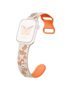 For Apple Watch 10 46mm / Ultra 2 / Ultra 49mm / 9 8 7 45mm / SE (2023) SE (2022) SE 6 5 4 44mm / 3 2 1 42mm Silicone Strap - Starlight+Orange