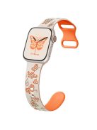 For Apple Watch 10 46mm / Ultra 2 / Ultra 49mm / 9 8 7 45mm / SE (2023) SE (2022) SE 6 5 4 44mm / 3 2 1 42mm Silicone Strap - Starlight+Orange