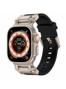 For Apple Watch 10 46mm / Ultra 2 / Ultra 49mm / 9 8 7 45mm / SE (2023) SE (2022) SE 6 5 4 44mm / 3 2 1 42mm Silicone Strap - Titanium+Black