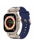 For Apple Watch 10 46mm / Ultra 2 / Ultra 49mm / 9 8 7 45mm / SE (2023) SE (2022) SE 6 5 4 44mm / 3 2 1 42mm Silicone Strap - Titanium+Blue