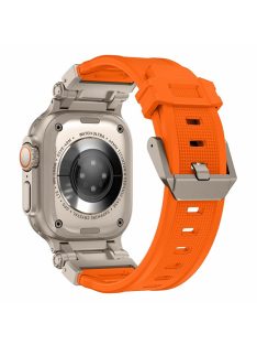   For Apple Watch 10 46mm / Ultra 2 / Ultra 49mm / 9 8 7 45mm / SE (2023) SE (2022) SE 6 5 4 44mm / 3 2 1 42mm Silicone Strap - Titanium+Orange