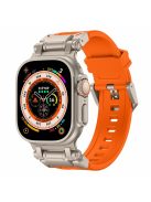 For Apple Watch 10 46mm / Ultra 2 / Ultra 49mm / 9 8 7 45mm / SE (2023) SE (2022) SE 6 5 4 44mm / 3 2 1 42mm Silicone Strap - Titanium+Orange