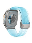 For Apple Watch 10 46mm / Ultra 2 / Ultra 49mm / 9 8 7 45mm / SE (2023) SE (2022) SE 6 5 4 44mm / 3 2 1 42mm Silicone Strap - Titanium+Transparent Blue