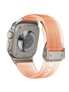 For Apple Watch 10 46mm / Ultra 2 / Ultra 49mm / 9 8 7 45mm / SE (2023) SE (2022) SE 6 5 4 44mm / 3 2 1 42mm Silicone Strap - Titanium+Transparent Orange