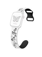 For Apple Watch 10 46mm / Ultra 2 / Ultra 49mm / 9 8 7 45mm / SE (2023) SE (2022) SE 6 5 4 44mm / 3 2 1 42mm Silicone Strap - White+Black