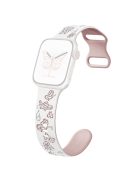 For Apple Watch 10 46mm / Ultra 2 / Ultra 49mm / 9 8 7 45mm / SE (2023) SE (2022) SE 6 5 4 44mm / 3 2 1 42mm Silicone Strap - White+Pink