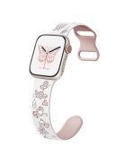 For Apple Watch 10 46mm / Ultra 2 / Ultra 49mm / 9 8 7 45mm / SE (2023) SE (2022) SE 6 5 4 44mm / 3 2 1 42mm Silicone Strap - White+Pink