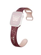 For Apple Watch 10 46mm / Ultra 2 / Ultra 49mm / 9 8 7 45mm / SE (2023) SE (2022) SE 6 5 4 44mm / 3 2 1 42mm Silicone Strap - Wine Red+Pink