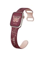 For Apple Watch 10 46mm / Ultra 2 / Ultra 49mm / 9 8 7 45mm / SE (2023) SE (2022) SE 6 5 4 44mm / 3 2 1 42mm Silicone Strap - Wine Red+Pink