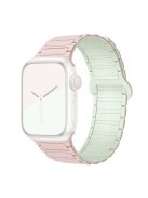 For Apple Watch 10 46mm / Ultra 2 / Ultra 49mm / 9 8 7 45mm / SE (2023) SE (2022) SE 6 5 4 44mm / 3 2 1 42mm Silicone Strap Magnetic - Oxford Pink / Soft Mint