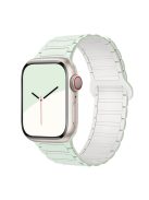 For Apple Watch 10 46mm / Ultra 2 / Ultra 49mm / 9 8 7 45mm / SE (2023) SE (2022) SE 6 5 4 44mm / 3 2 1 42mm Silicone Strap Magnetic - Soft Mint / Official White