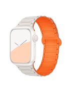 For Apple Watch 10 46mm / Ultra 2 / Ultra 49mm / 9 8 7 45mm / SE (2023) SE (2022) SE 6 5 4 44mm / 3 2 1 42mm Silicone Strap Magnetic - Starlight / Orange