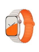 For Apple Watch 10 46mm / Ultra 2 / Ultra 49mm / 9 8 7 45mm / SE (2023) SE (2022) SE 6 5 4 44mm / 3 2 1 42mm Silicone Strap Magnetic - Starlight / Orange