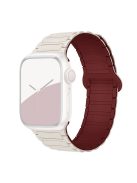 For Apple Watch 10 46mm / Ultra 2 / Ultra 49mm / 9 8 7 45mm / SE (2023) SE (2022) SE 6 5 4 44mm / 3 2 1 42mm Silicone Strap Magnetic - Starlight / Wine Red