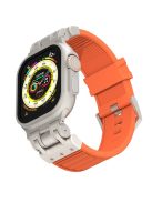 For Apple Watch 10 46mm / Ultra 2 / Ultra 49mm / 9 8 7 45mm / SE (2023) SE (2022) SE 6 5 4 44mm / 3 2 1 42mm Silicone Strap Striped Watch Band - Orange