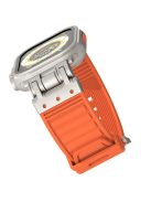 For Apple Watch 10 46mm / Ultra 2 / Ultra 49mm / 9 8 7 45mm / SE (2023) SE (2022) SE 6 5 4 44mm / 3 2 1 42mm Silicone Strap Striped Watch Band - Orange