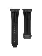 For Apple Watch 10 46mm / Ultra 2 / Ultra 49mm / 9 8 7 45mm / SE (2023) SE (2022) SE 6 5 4 44mm / 3 2 1 42mm Silicone Watch Band - Black Buckle / Black Strap