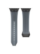 For Apple Watch 10 46mm / Ultra 2 / Ultra 49mm / 9 8 7 45mm / SE (2023) SE (2022) SE 6 5 4 44mm / 3 2 1 42mm Silicone Watch Band - Black Buckle / Grey Strap