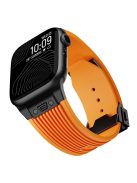 For Apple Watch 10 46mm / Ultra 2 / Ultra 49mm / 9 8 7 45mm / SE (2023) SE (2022) SE 6 5 4 44mm / 3 2 1 42mm Silicone Watch Band - Black Buckle / Orange Strap