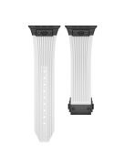 For Apple Watch 10 46mm / Ultra 2 / Ultra 49mm / 9 8 7 45mm / SE (2023) SE (2022) SE 6 5 4 44mm / 3 2 1 42mm Silicone Watch Band - Black Buckle / White Strap