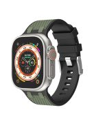 For Apple Watch 10 46mm / Ultra 2 / Ultra 49mm / 9 8 7 45mm / SE (2023) SE (2022) SE 6 5 4 44mm / 3 2 1 42mm Silicone Watch Band - Black+Army Green