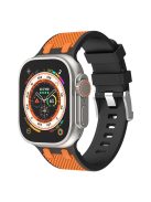 For Apple Watch 10 46mm / Ultra 2 / Ultra 49mm / 9 8 7 45mm / SE (2023) SE (2022) SE 6 5 4 44mm / 3 2 1 42mm Silicone Watch Band - Black+Orange