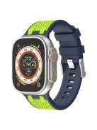 For Apple Watch 10 46mm / Ultra 2 / Ultra 49mm / 9 8 7 45mm / SE (2023) SE (2022) SE 6 5 4 44mm / 3 2 1 42mm Silicone Watch Band - Blue+Lime