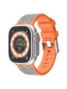 For Apple Watch 10 46mm / Ultra 2 / Ultra 49mm / 9 8 7 45mm / SE (2023) SE (2022) SE 6 5 4 44mm / 3 2 1 42mm Silicone Watch Band - Orange+Grey