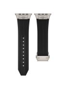 For Apple Watch 10 46mm / Ultra 2 / Ultra 49mm / 9 8 7 45mm / SE (2023) SE (2022) SE 6 5 4 44mm / 3 2 1 42mm Silicone Watch Band - Titanium Buckle / Black Strap