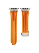 For Apple Watch 10 46mm / Ultra 2 / Ultra 49mm / 9 8 7 45mm / SE (2023) SE (2022) SE 6 5 4 44mm / 3 2 1 42mm Silicone Watch Band - Titanium Buckle / Orange Strap