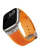 For Apple Watch 10 46mm / Ultra 2 / Ultra 49mm / 9 8 7 45mm / SE (2023) SE (2022) SE 6 5 4 44mm / 3 2 1 42mm Silicone Watch Band - Titanium Buckle / Orange Strap