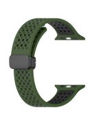 For Apple Watch 10 46mm / Ultra 2 / Ultra 49mm / 9 8 7 45mm / SE (2023) SE (2022) SE 6 5 4 44mm / 3 2 1 42mm Silicone Watch Band Dual Color - Army Green+Black