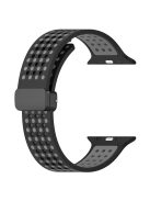 For Apple Watch 10 46mm / Ultra 2 / Ultra 49mm / 9 8 7 45mm / SE (2023) SE (2022) SE 6 5 4 44mm / 3 2 1 42mm Silicone Watch Band Dual Color - Black+Grey