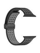 For Apple Watch 10 46mm / Ultra 2 / Ultra 49mm / 9 8 7 45mm / SE (2023) SE (2022) SE 6 5 4 44mm / 3 2 1 42mm Silicone Watch Band Dual Color - Black+Grey