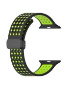 For Apple Watch 10 46mm / Ultra 2 / Ultra 49mm / 9 8 7 45mm / SE (2023) SE (2022) SE 6 5 4 44mm / 3 2 1 42mm Silicone Watch Band Dual Color - Black+Lime